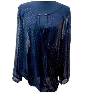 Lane Bryant Sheer Black Polka Dot Blouse Size 18/20